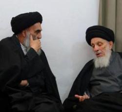 صوره لزيارة اية الله العظمى السيد السيستاني لآية الله العظمى السيد الحكيم