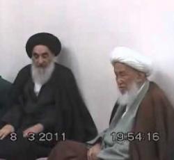 صورة لزيارة اية الله العظمى السيد السيستاني لاية الله العظمى الشيخ الفياض