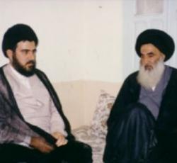 اية الله العظمى السيد السيستاني ونجل اية الله العظمى السيد الخوئي سيد محمد تقي الخوئي