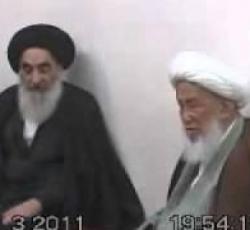 اية الله العظمى الشيخ اسحاق الفياض واية الله العظمى السيد علي الحسيني السيستاني.