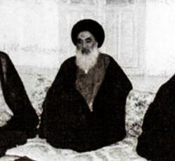 اية الله العظمى الشيخ مرتضى البروجردي واية الله العظمى السيد علي السيستاني واية الله السيد محمد تقي الخوئي